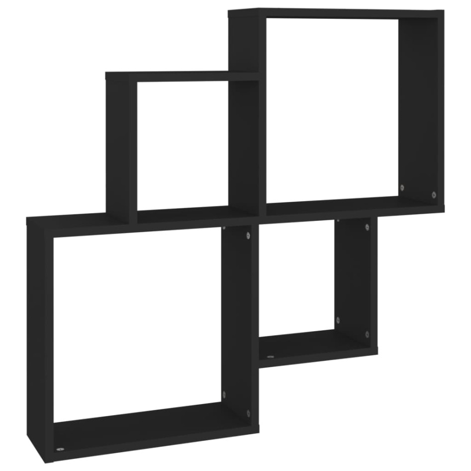 Estante cubo de pared madera contrachapada negro 80x15x78,5