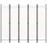 Biombo divisor de 5 paneles blanco 200x180