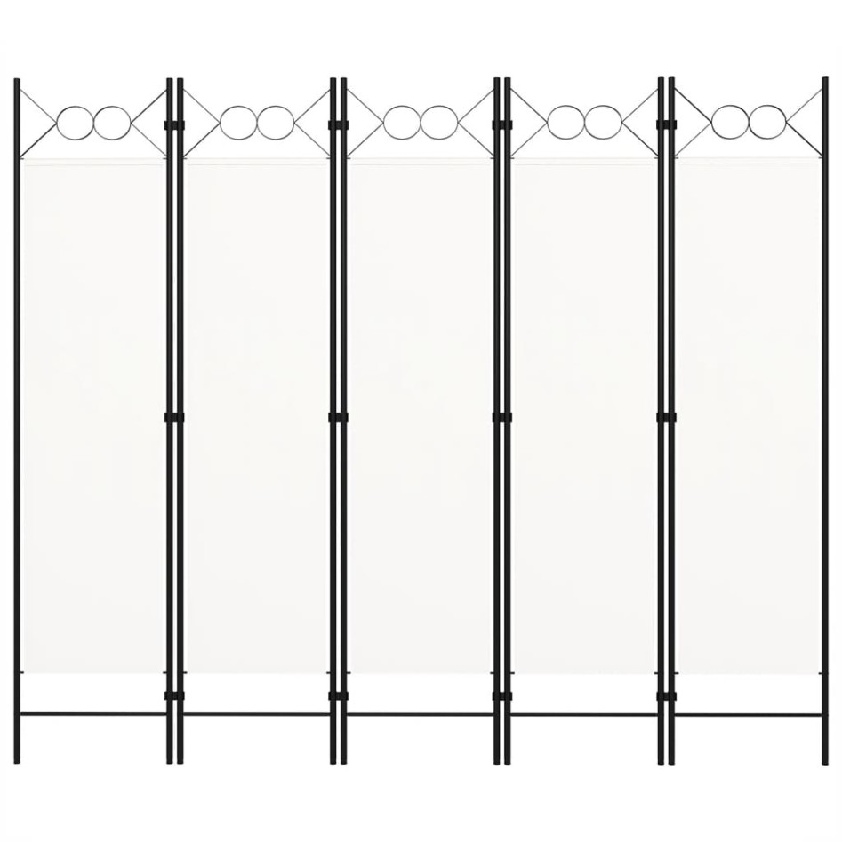Biombo divisor de 5 paneles blanco 200x180