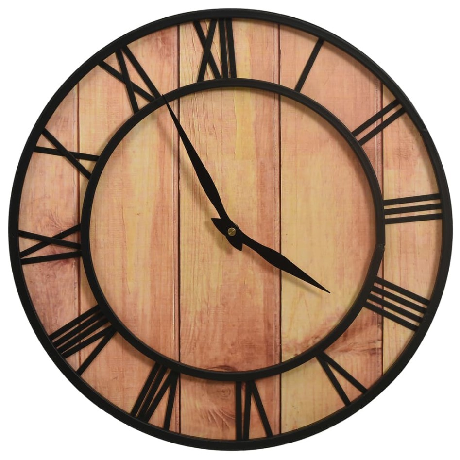 Reloj de pared MDF y hierro marrón y negro 39