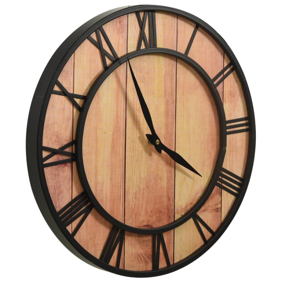 Reloj de pared MDF y hierro marrón y negro 39
