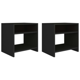 Mesitas de noche 2 uds madera contrachapada negro 40x30x40