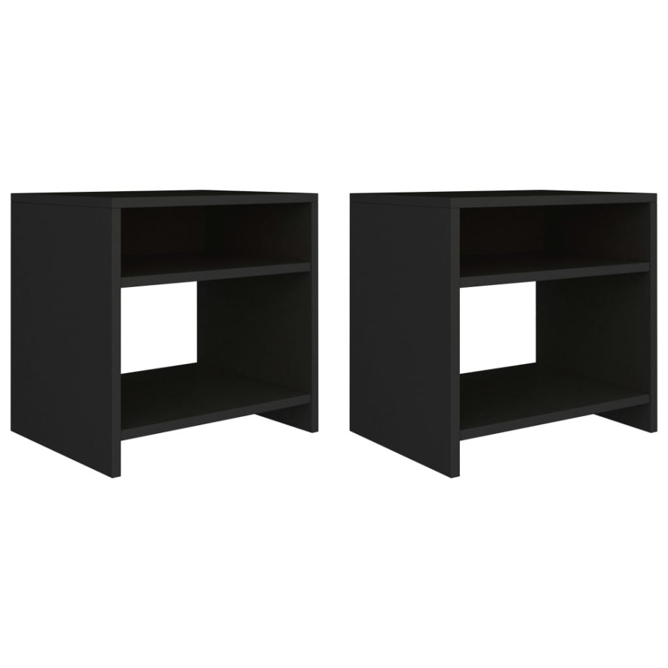 Mesitas de noche 2 uds madera contrachapada negro 40x30x40
