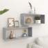 Estante cubo pared 2 uds contrachapado gris hormigón