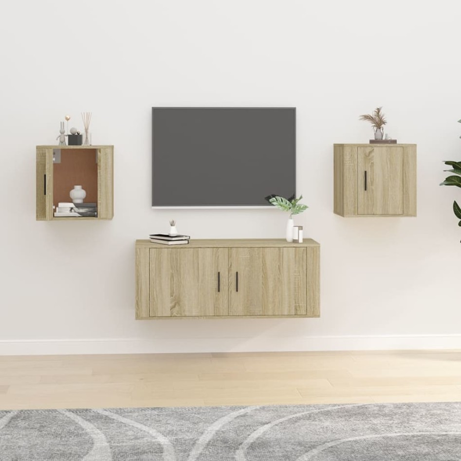 Muebles para TV de pared 2 uds roble Sonoma 40x34,5x40