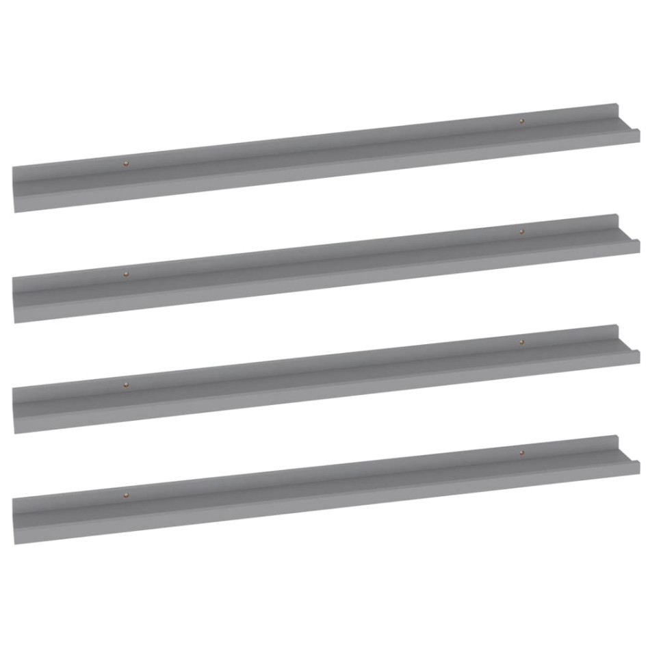 Estantes de pared 4 unidades gris 100x9x3