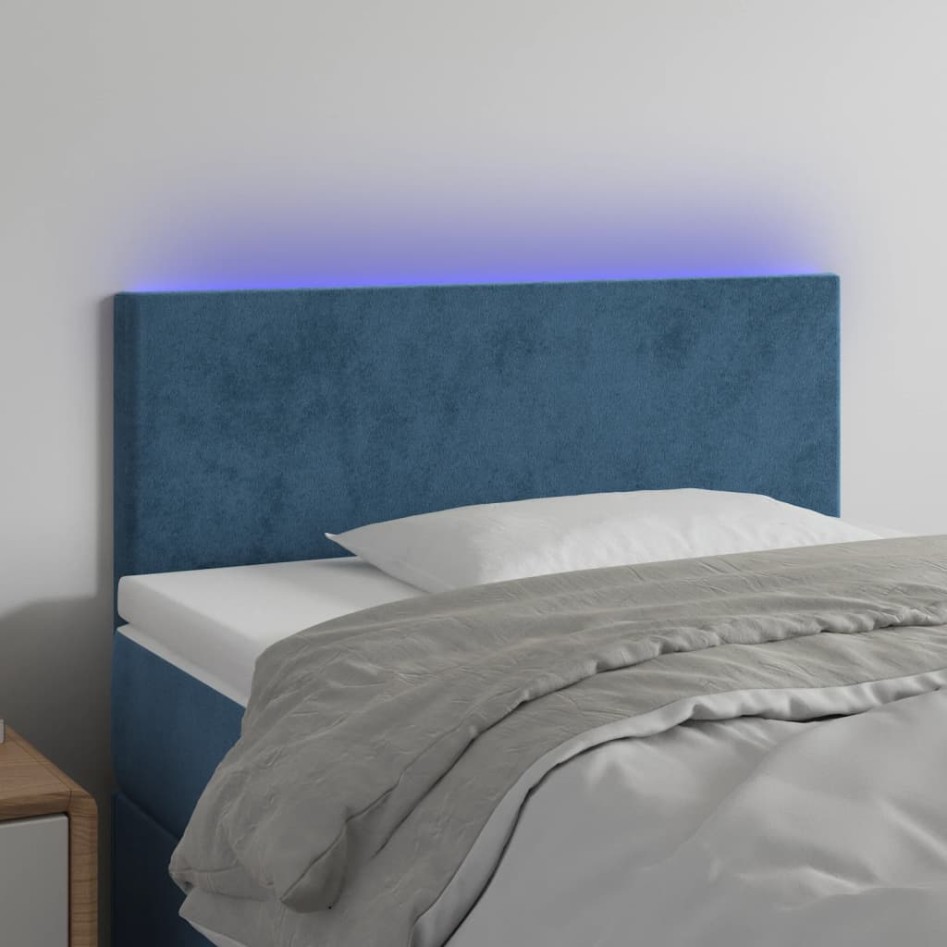 Cabecero con LED de terciopelo azul oscuro 80x5x78/88