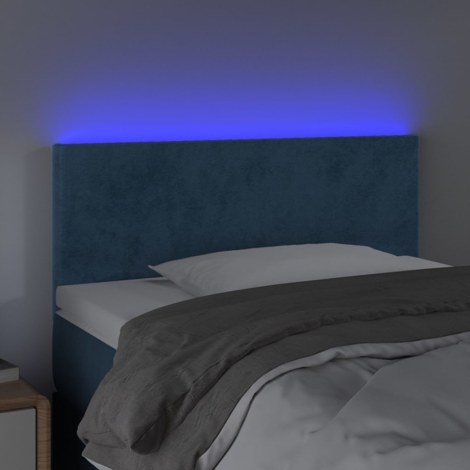 Cabecero con LED de terciopelo azul oscuro 80x5x78/88