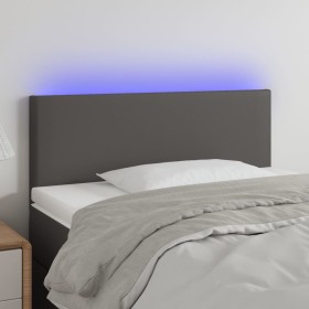 Cabecero con LED cuero sintético gris 100x5x78/88