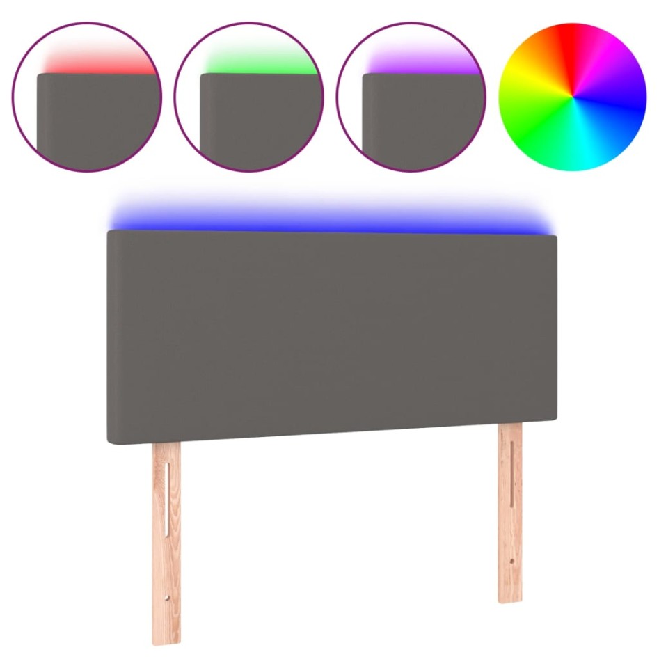 Cabecero con LED cuero sintético gris 100x5x78/88