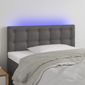 Cabecero con LED cuero sintético gris 90x5x78/88