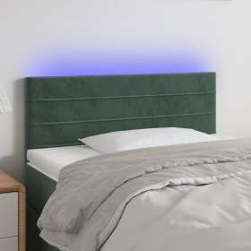 Cabecero con LED de terciopelo verde oscuro 80x5x78/88