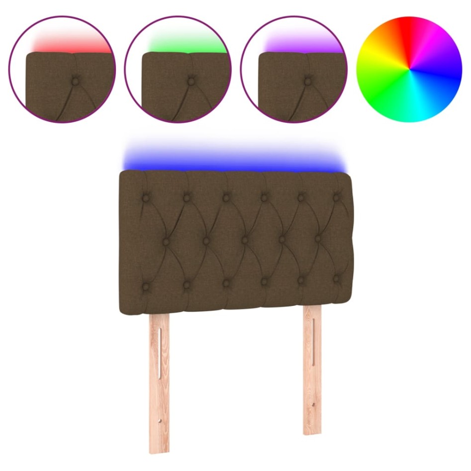 Cabecero con LED de tela marrón oscuro 80x7x78/88