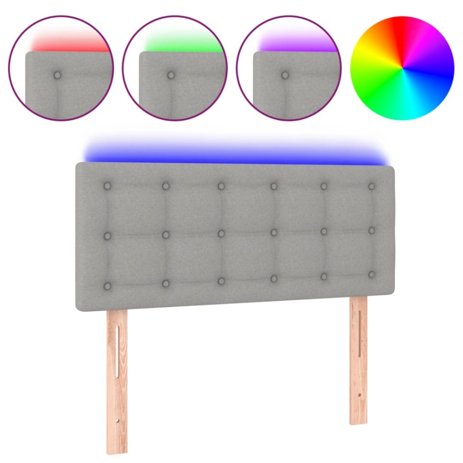 Cabecero con LED de tela gris claro 90x5x78/88