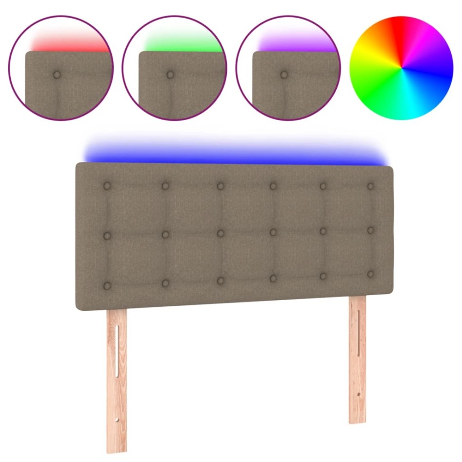 Cabecero con LED de tela gris taupe 100x5x78/88