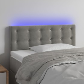 Cabecero con LED de terciopelo gris claro 90x5x78/88