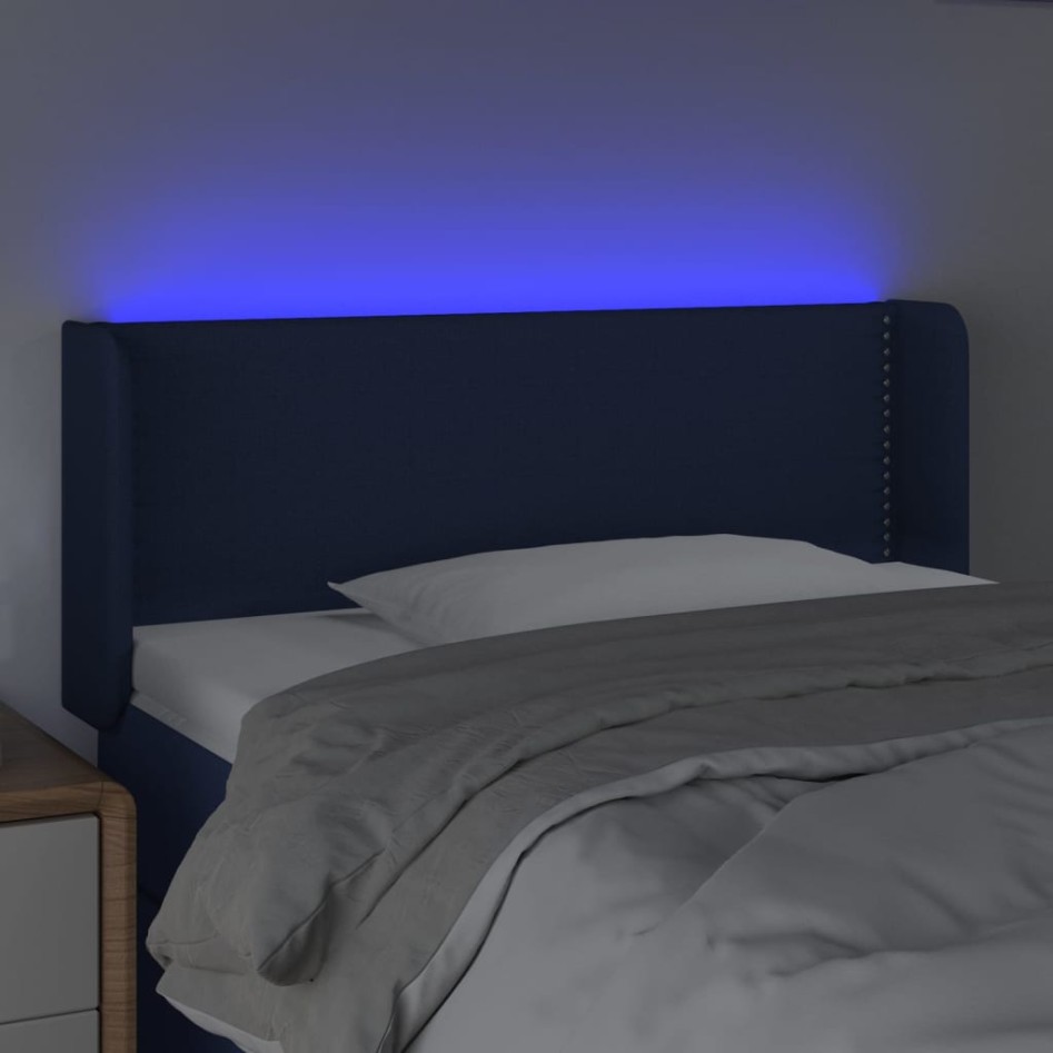 Cabecero con LED de tela azul 103x16x78/88