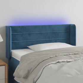 Cabecero con LED de terciopelo azul oscuro 83x16x78/88