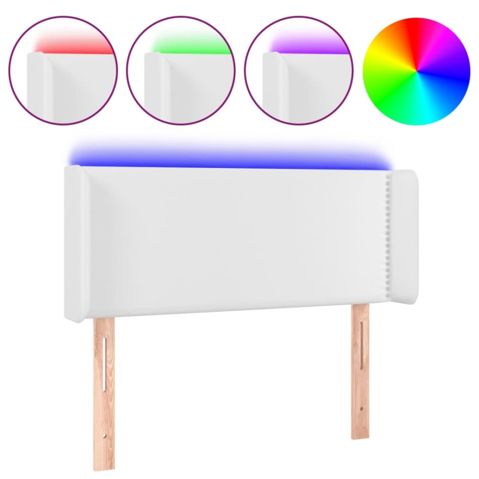 Cabecero con LED cuero sintético blanco 83x16x78/88