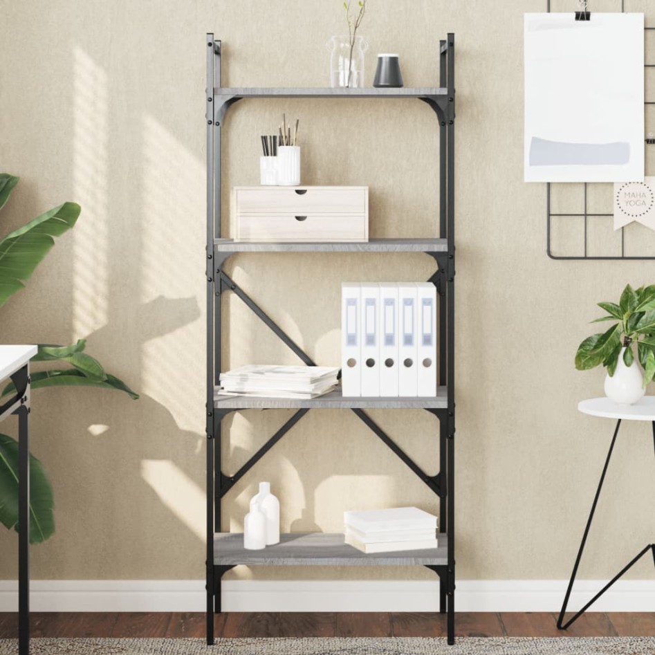 Librería 4 estantes madera gris Sonoma 56x31,5x138,5