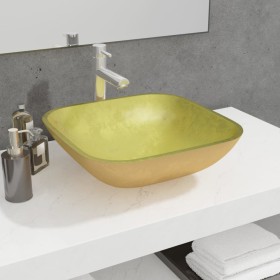 Lavabo de vidrio dorado 42x42x14