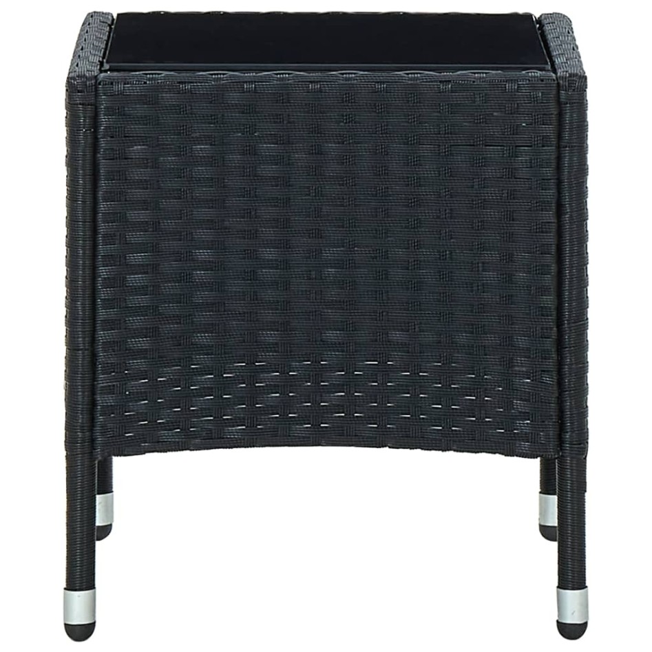 Mesa de jardín ratán sintético negro 40x40x45