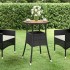 Mesa de jardín madera acacia y ratán sintético negro Ø60x75