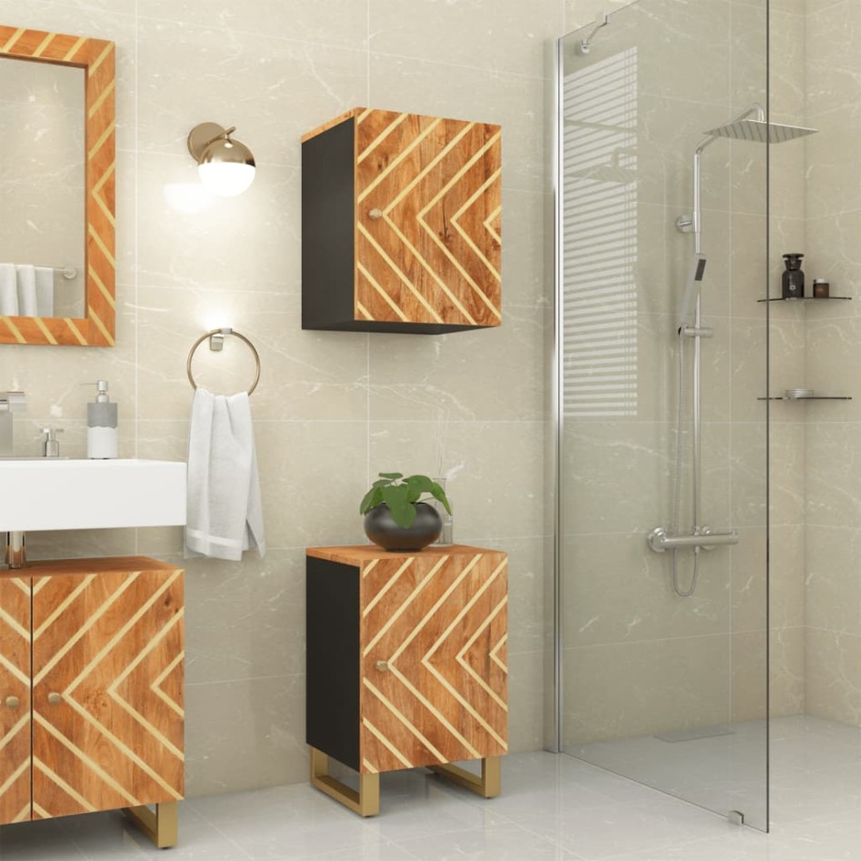 Mueble de baño de pared madera maciza mango marrón y