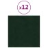 Paneles de pared 12 uds terciopelo verde oscuro 30x30 cm