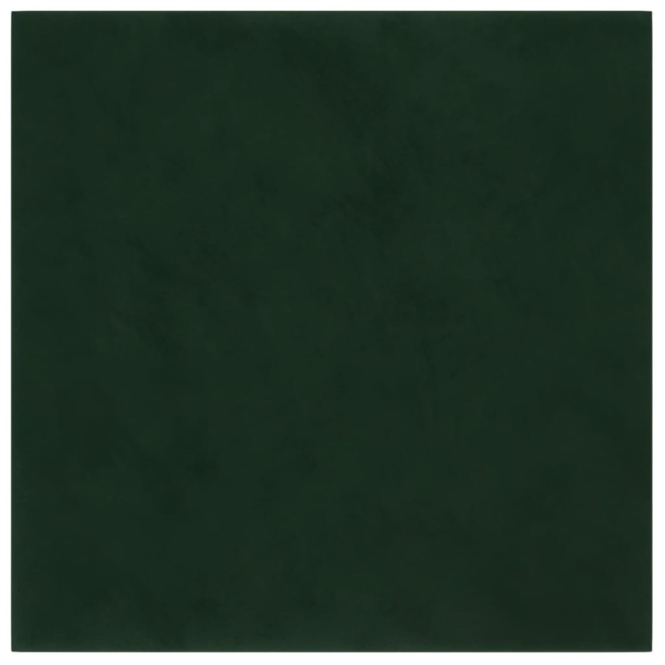 Paneles de pared 12 uds terciopelo verde oscuro 30x30 cm