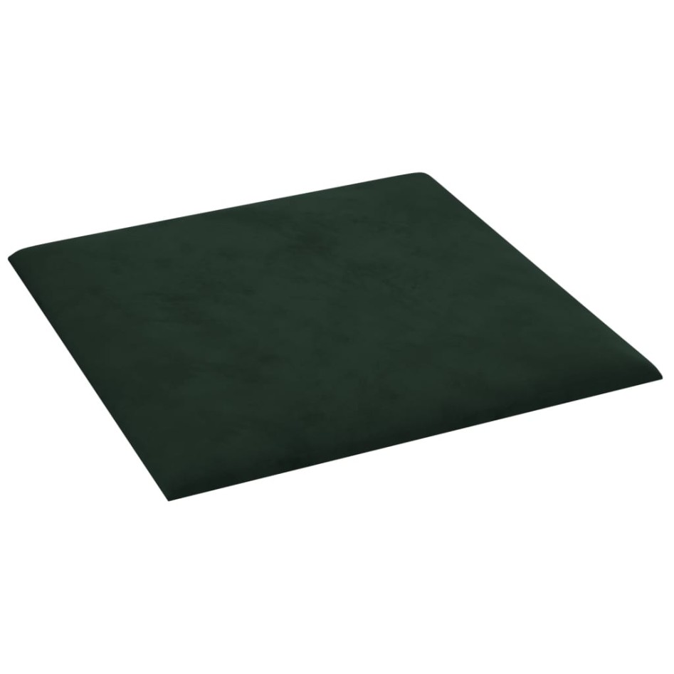 Paneles de pared 12 uds terciopelo verde oscuro 30x30 cm