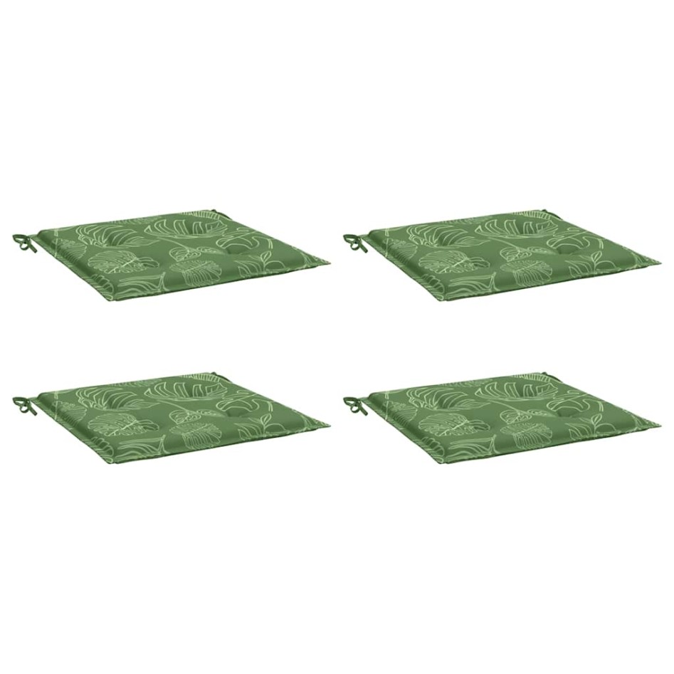 Cojines de silla 4 uds tela estampado de hojas 40x40x3