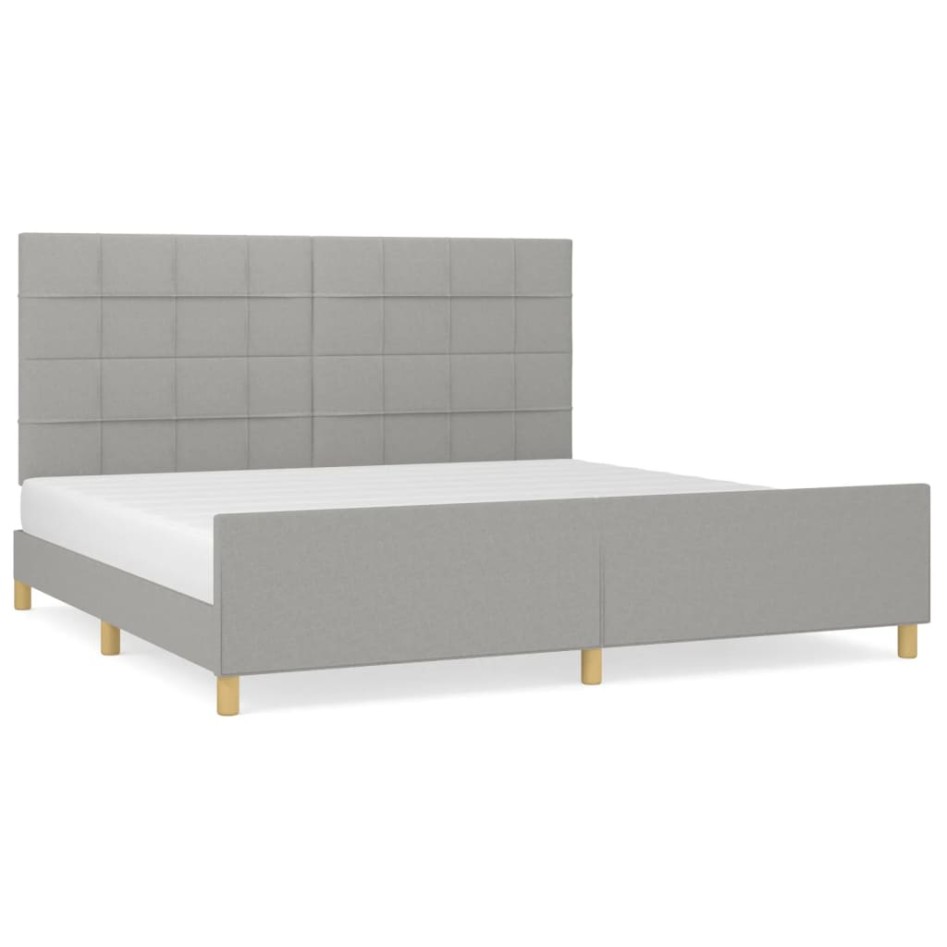 Estructura de cama con cabecero de tela gris claro 200x200