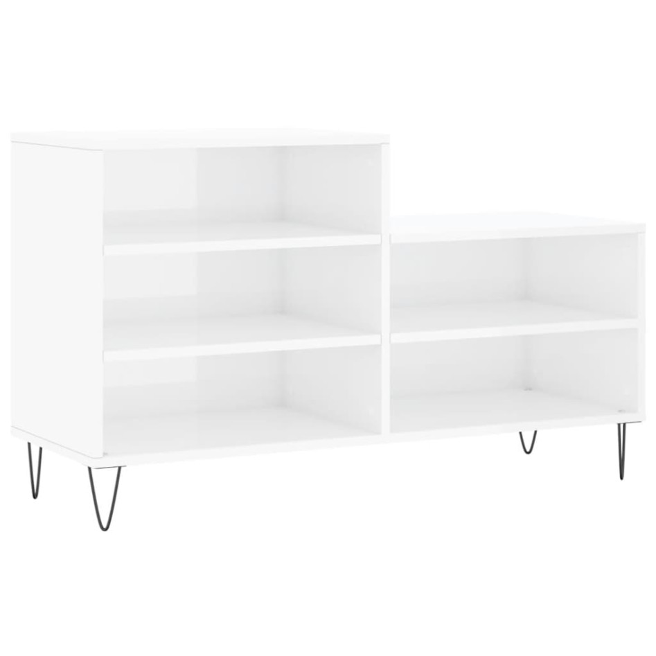 Mueble zapatero madera contrachapada blanco brillo 102x36x60