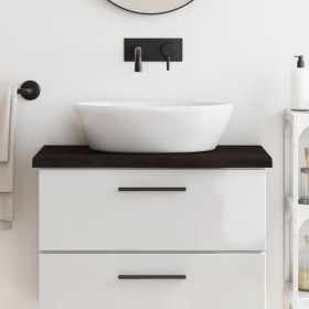 Encimera baño madera maciza tratada marrón oscuro