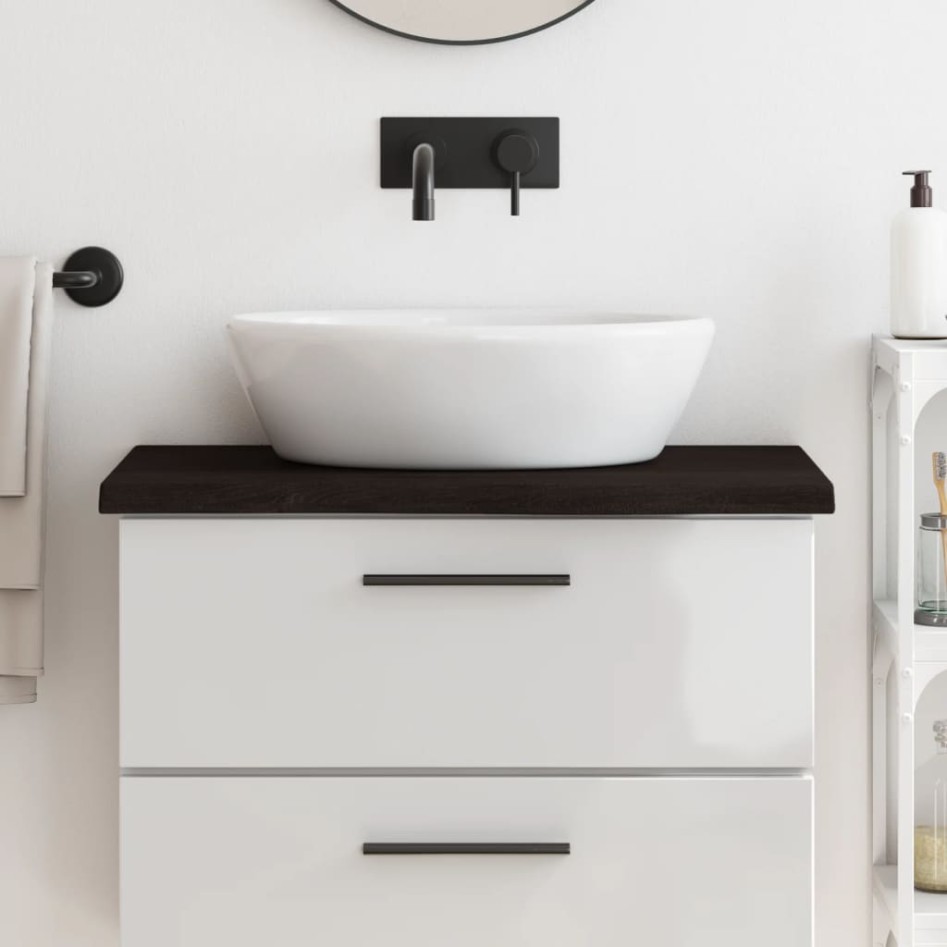 Encimera baño madera maciza tratada marrón oscuro