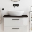 Encimera baño madera maciza tratada marrón oscuro 80x30x(2-4)cm