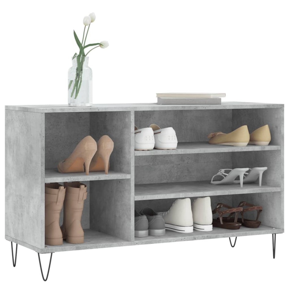 Mueble zapatero madera contrachapada gris hormigón 102x36x60