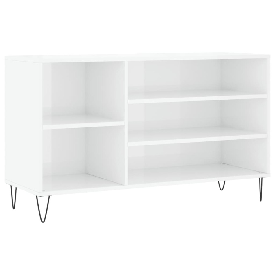 Mueble zapatero madera contrachapada blanco brillo 102x36x60