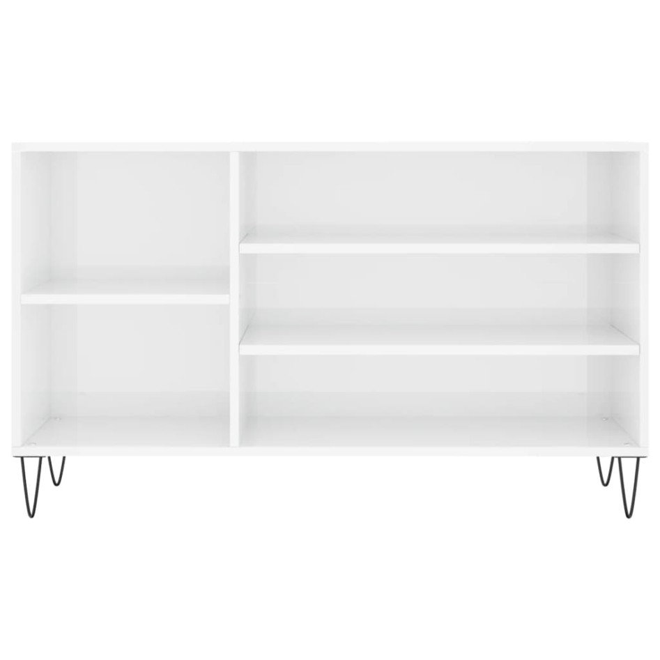 Mueble zapatero madera contrachapada blanco brillo 102x36x60