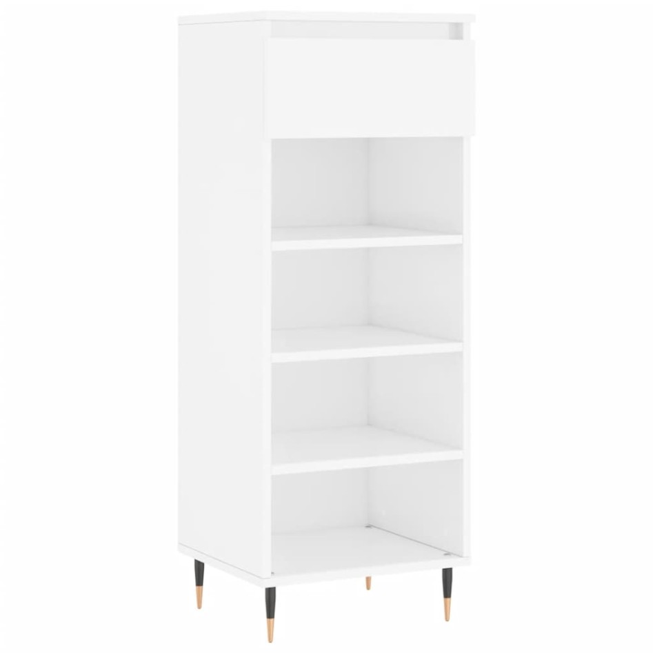 Mueble zapatero madera contrachapada blanco brillo 40x36x105