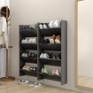 Zapateros de pared 4 uds contrachapada gris brillo 60x18x60 cm