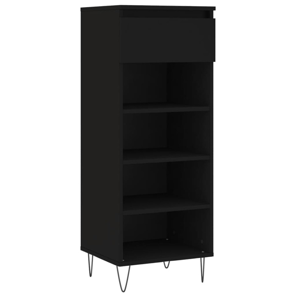 Mueble zapatero madera contrachapada negro 40x36x105