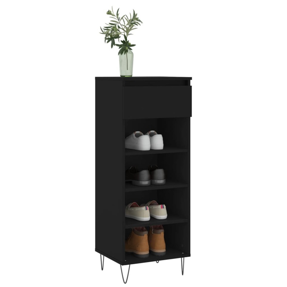 Mueble zapatero madera contrachapada negro 40x36x105