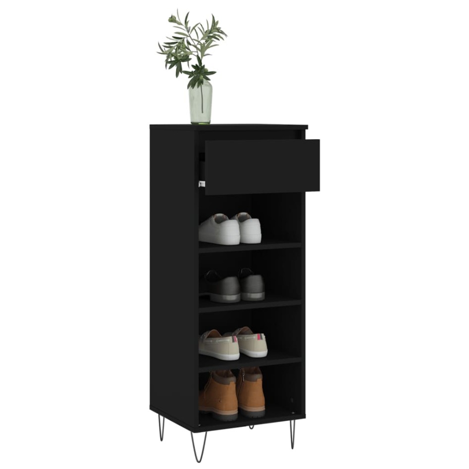 Mueble zapatero madera contrachapada negro 40x36x105