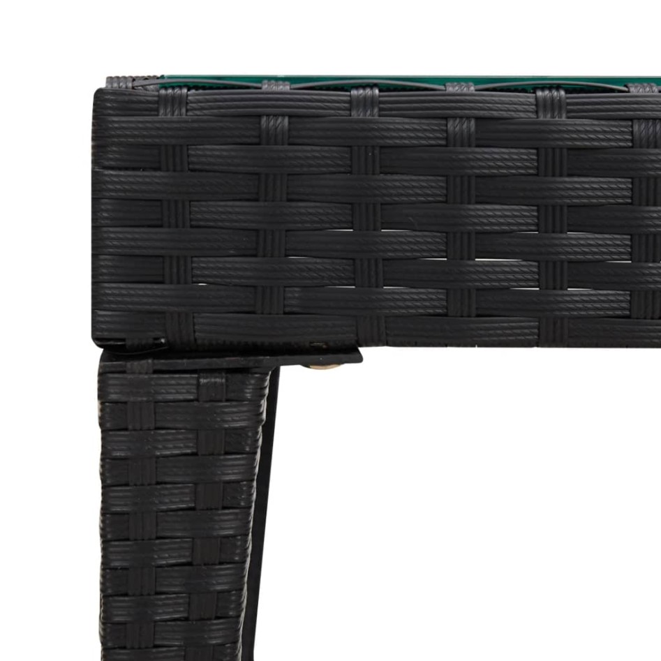 Mesa auxiliar vidrio templado ratán sintético negro 50x50x38