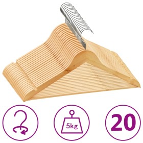 Juego de perchas para ropa 20 uds antideslizantes madera