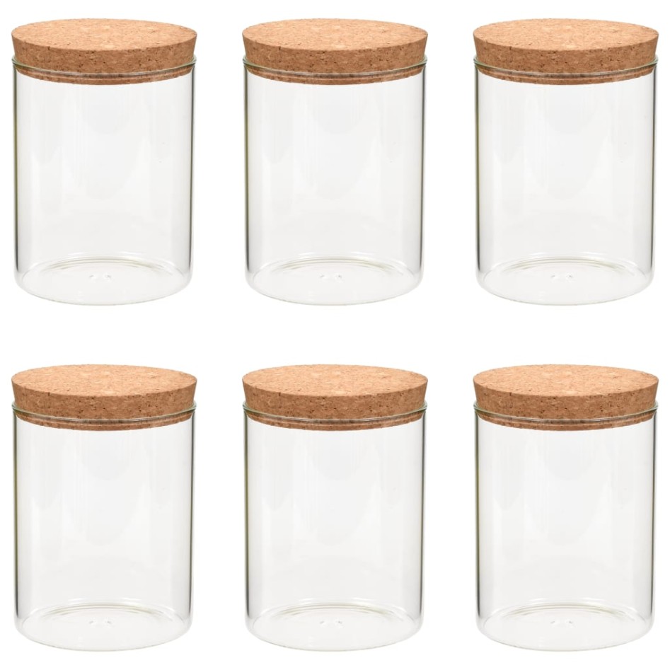 Tarros de almacenaje con tapa de corcho 6 unidades 650