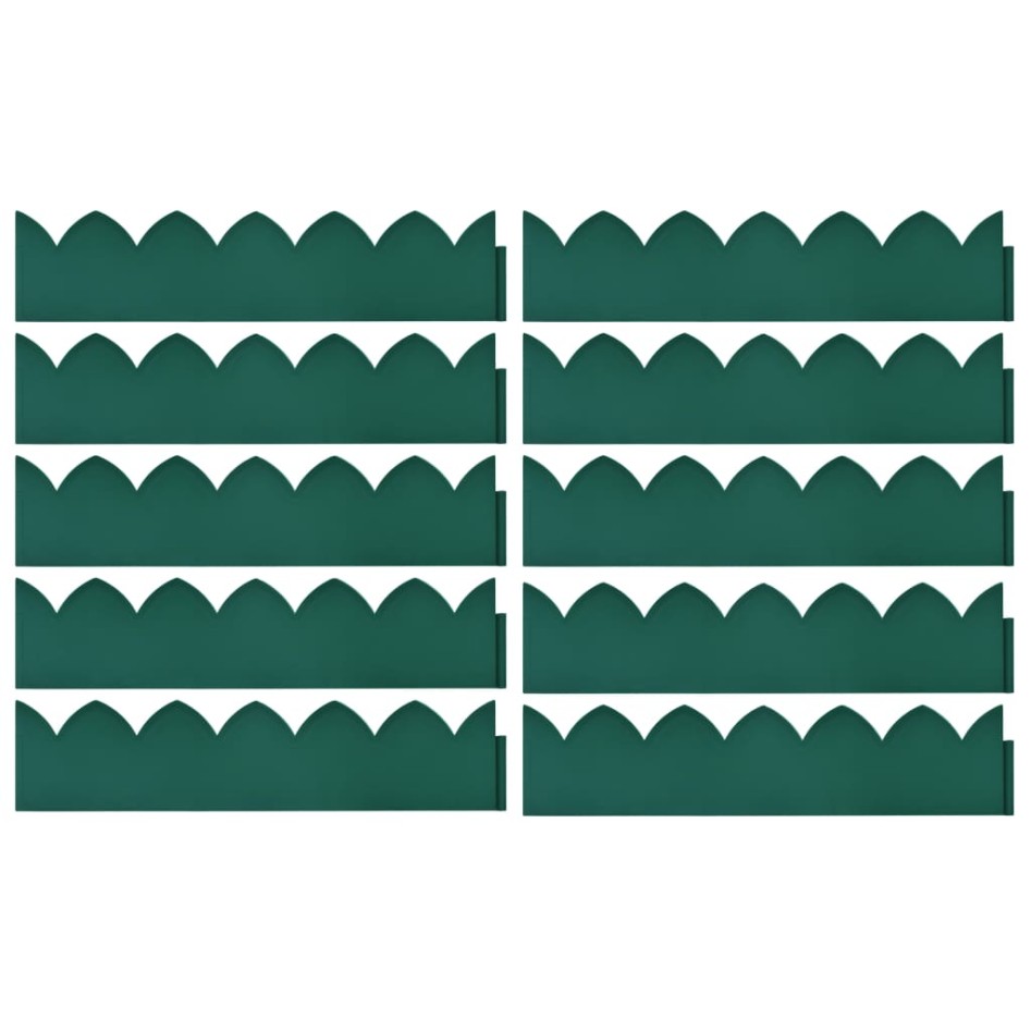 Bordes de jardín 10 unidades PP verde 65x15