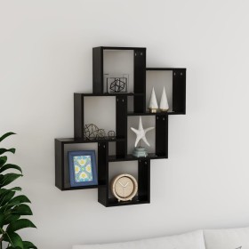 Estante cubo de pared madera contrachapada negro 78x15x93